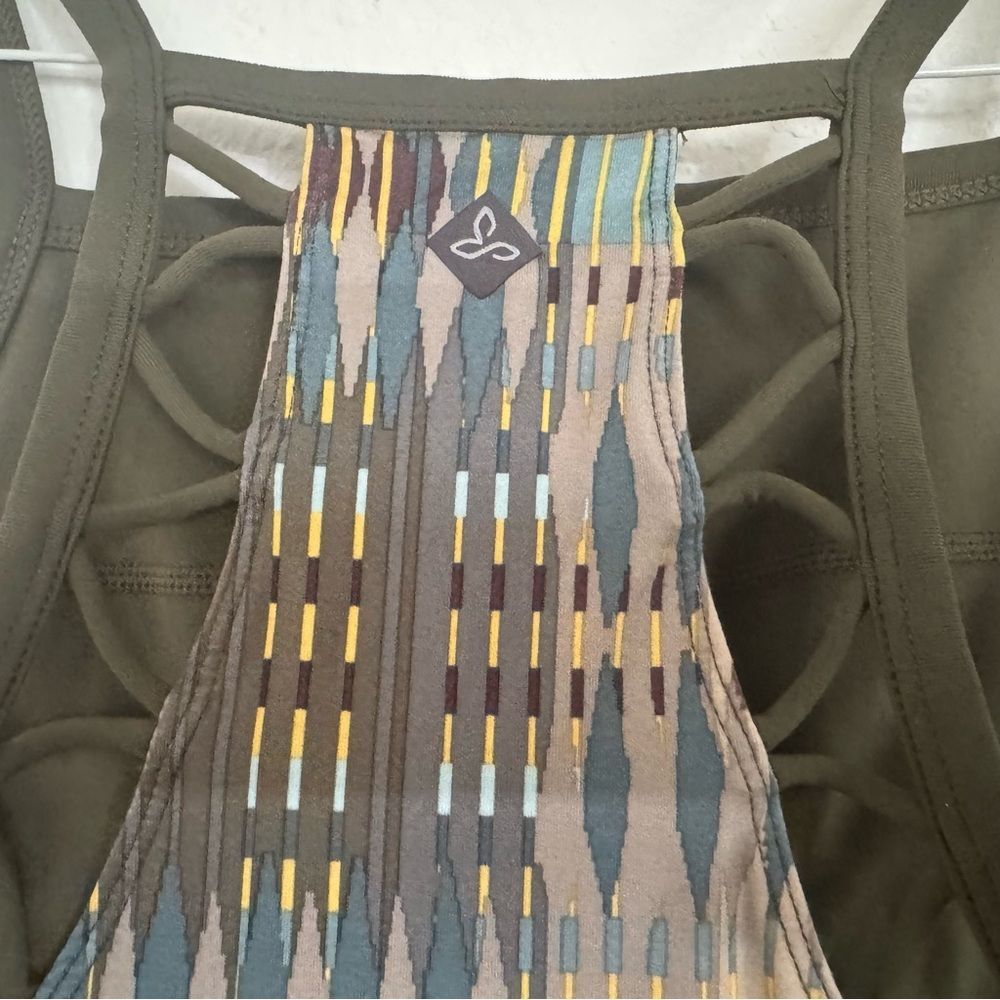 Prana Ardor Elastic Sports Dress Build in Bra Sz M Olive Green Athleisure Comfy - Picture 15 of 15